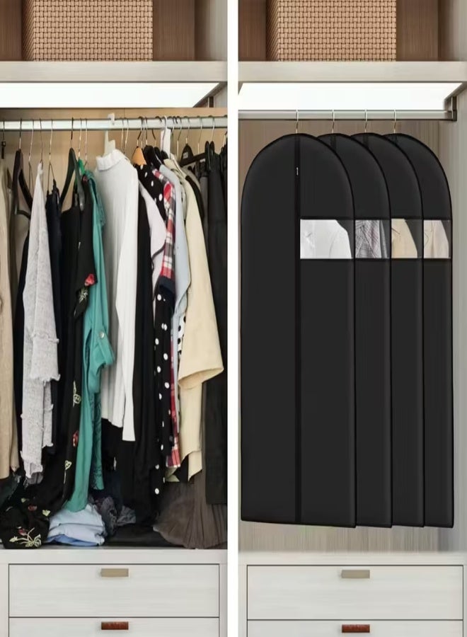 عدد 10 أغطية ملابس سوداء قابلة للغسل (100×60 سم) مزوّدة بسحّاب ونافذة شفافة – أغطية واقية ثقيلة للبدلات والفساتين – مقاومة للغبار والرطوبة، مثالية للتخزين والسفر – منسوجات متينة لتنظيم الخزانة وتغطية المعاطف والقمصان والفساتين - Image 5