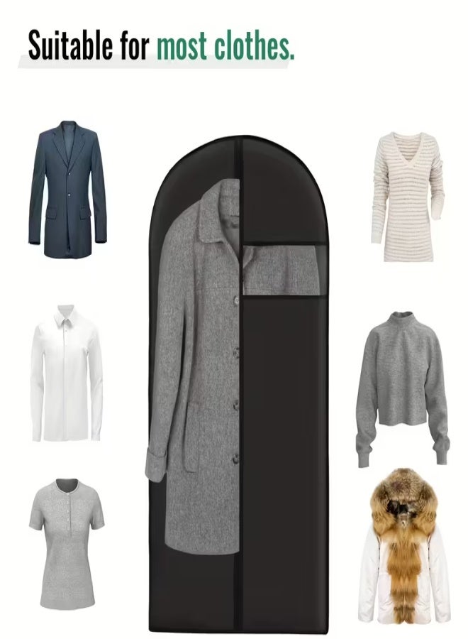 عدد 10 أغطية ملابس سوداء قابلة للغسل (100×60 سم) مزوّدة بسحّاب ونافذة شفافة – أغطية واقية ثقيلة للبدلات والفساتين – مقاومة للغبار والرطوبة، مثالية للتخزين والسفر – منسوجات متينة لتنظيم الخزانة وتغطية المعاطف والقمصان والفساتين - Image 2