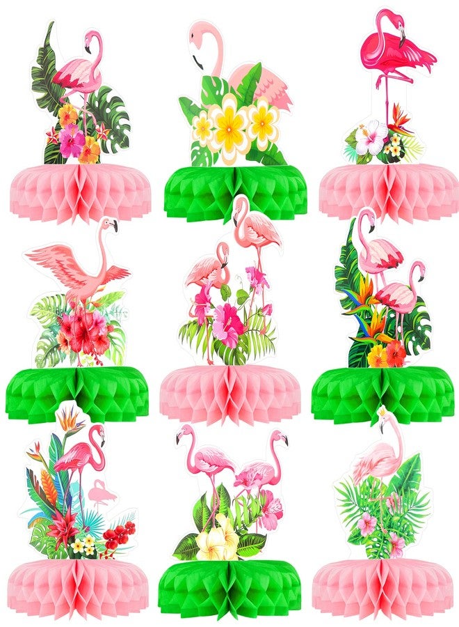 HOWAF 9 Pcs Hawaiian Luau Flamingo Honeycomb Centerpieces, Summer Tropical Aloha Party Decorations Table Centerpieces Party Table Toppers for Kids Flamingo Birthday Party Supplies Table Decorations - Image 1
