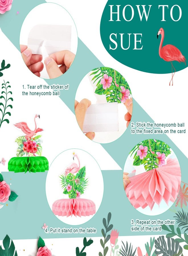 HOWAF 9 Pcs Hawaiian Luau Flamingo Honeycomb Centerpieces, Summer Tropical Aloha Party Decorations Table Centerpieces Party Table Toppers for Kids Flamingo Birthday Party Supplies Table Decorations - Image 3