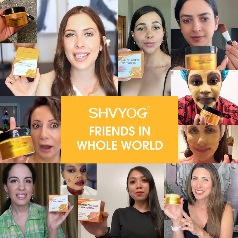 SHVYOG Turmeric Vitamin C Clay Mask with Kaolin Clay for Dull Skin, Deep Cleansing, Face Masks Skincare for Controlling Oil and Refining Pores 5.29 Oz 150g - Image 3