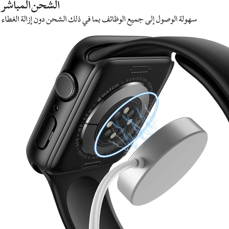 Misxi [2 Pack] Hard Black Case with Tempered Glass Screen Protector for Apple Watch, Ultra Thin Anti-Scratch Protective Cover for iWatch, Compatible with 46mm Apple Watch Series 11 (2025) Series 10 - Image 5