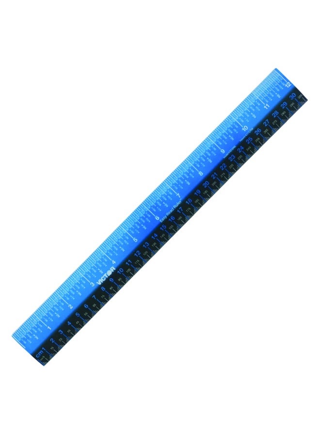 Victor - Victor Ez12Pbl Plastic Dual Color 12 Inch Easy Read Ruler With Inches Centimeters And Millimeters Measurements Blue Black - Image 1