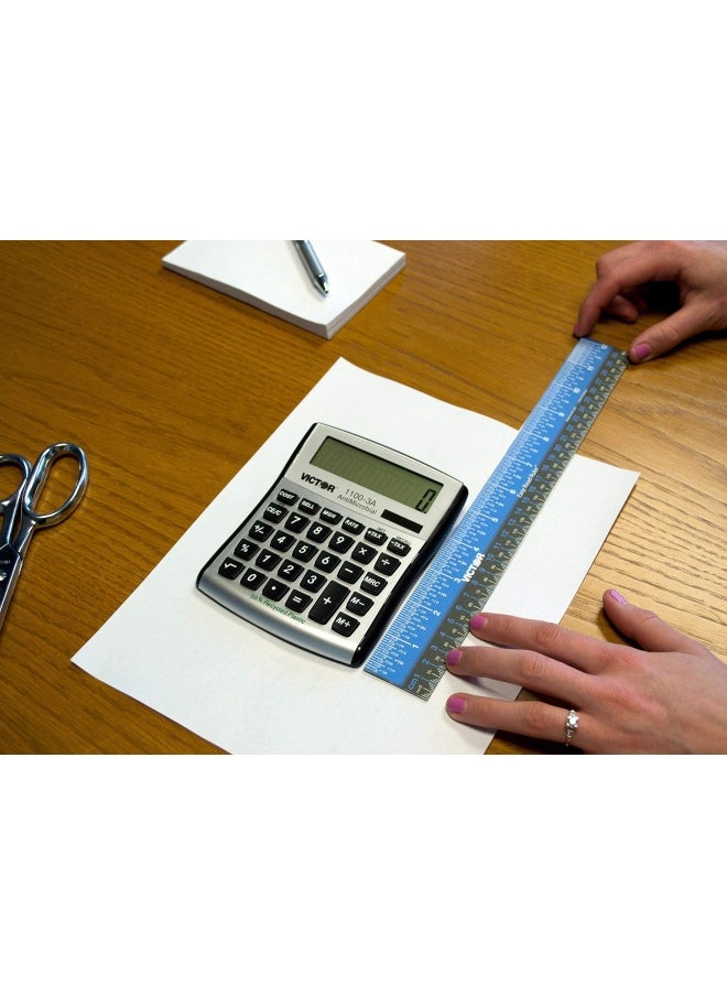 Victor - Victor Ez12Pbl Plastic Dual Color 12 Inch Easy Read Ruler With Inches Centimeters And Millimeters Measurements Blue Black - Image 1