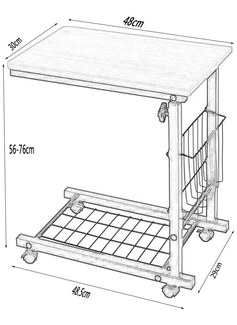 Generic Sofa Side Table With Storage Shelve Adjustable End Table C Table Coffee Tray Bedside Table Laptop Holder End Stand Desk(White Maple Wood)  - Image 4