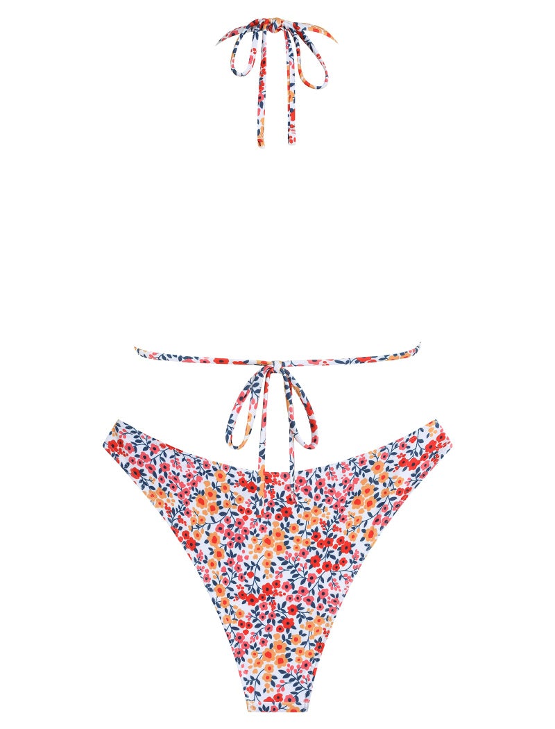 ZAFUL Womens Halter Bikini Sets Triangle Bikinis High Cut Swimsuits 2 Piece Bathing Suits Sexy Swimwear Floral 0-Pink S - Image 2