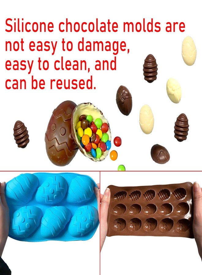 Mauts-inus Easter Egg Chocolate Molds, Silicone, Large & Small, 5 Patterns, DIY Chocolate Eggs & Cakes - Image 3