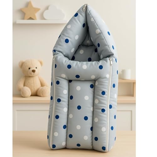 DADDY - G 3-in-1 Baby Bed & Sleeping Bag for Newborn | Portable Cotton Baby Bedding Set | Unisex Carry Nest & Baby Holder for New Born | Soft & Lightweight Infant Sleep (Grey Dot) - Image 2