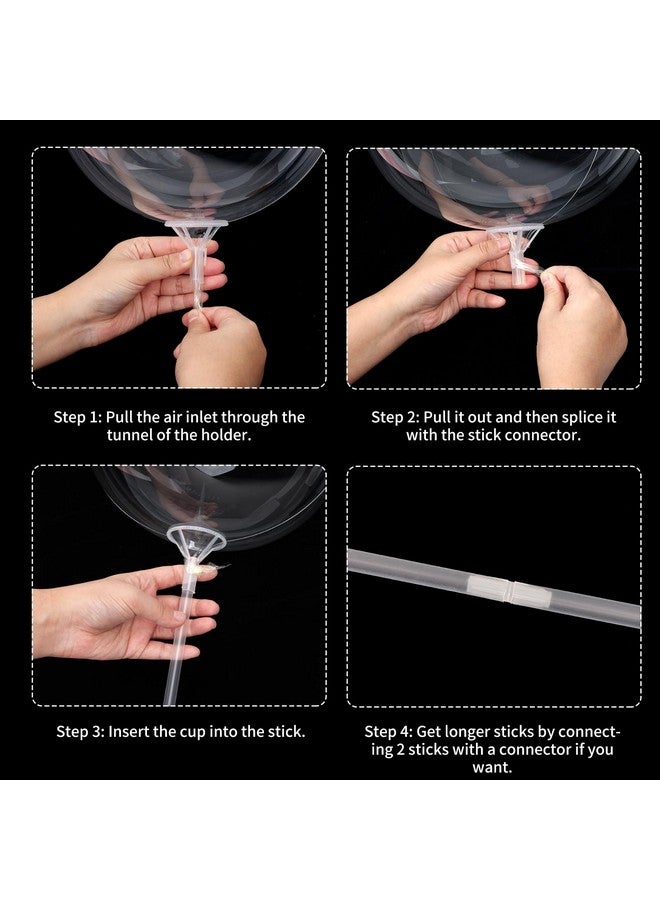 RUBFAC 50pcs Balloon Sticks with Cups, 16in Clear Bobo Balloon Holders Large and Long Balloon Stand for Large Balloons Birthday Graduation Wedding Party Decorations - Image 4