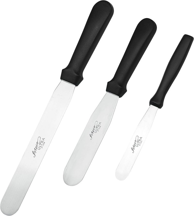 Ateco Ultra Straight Spatula 3 Piece Set; 1304-4.5 Inch, 1306-6 Inch, and 1308-8 Inch, Stainless Steel Blades,Silver - Image 1