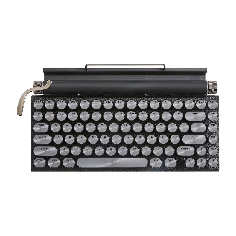 Metal Round Cap Punk Mechanical Keyboard Wireless Retro Black (Foil)