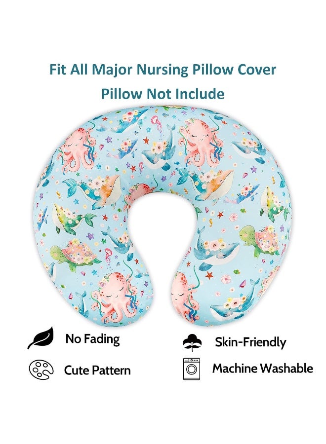 DILIMI Nursing Pillow Cover Stretchy Removable Cover for Breastfeeding Pillows, Ultra Soft Comfortable Slipcover for Baby Girl and Boy, Ocean World - Image 4