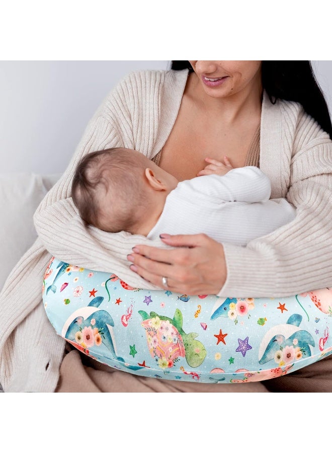 DILIMI Nursing Pillow Cover Stretchy Removable Cover for Breastfeeding Pillows, Ultra Soft Comfortable Slipcover for Baby Girl and Boy, Ocean World - Image 5