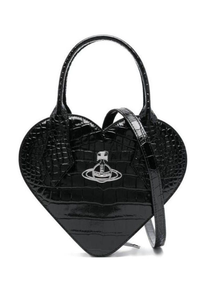 Vivienne Westwood - Alligator embossed leather heart bag shoulder handbag Women's black - Image 1
