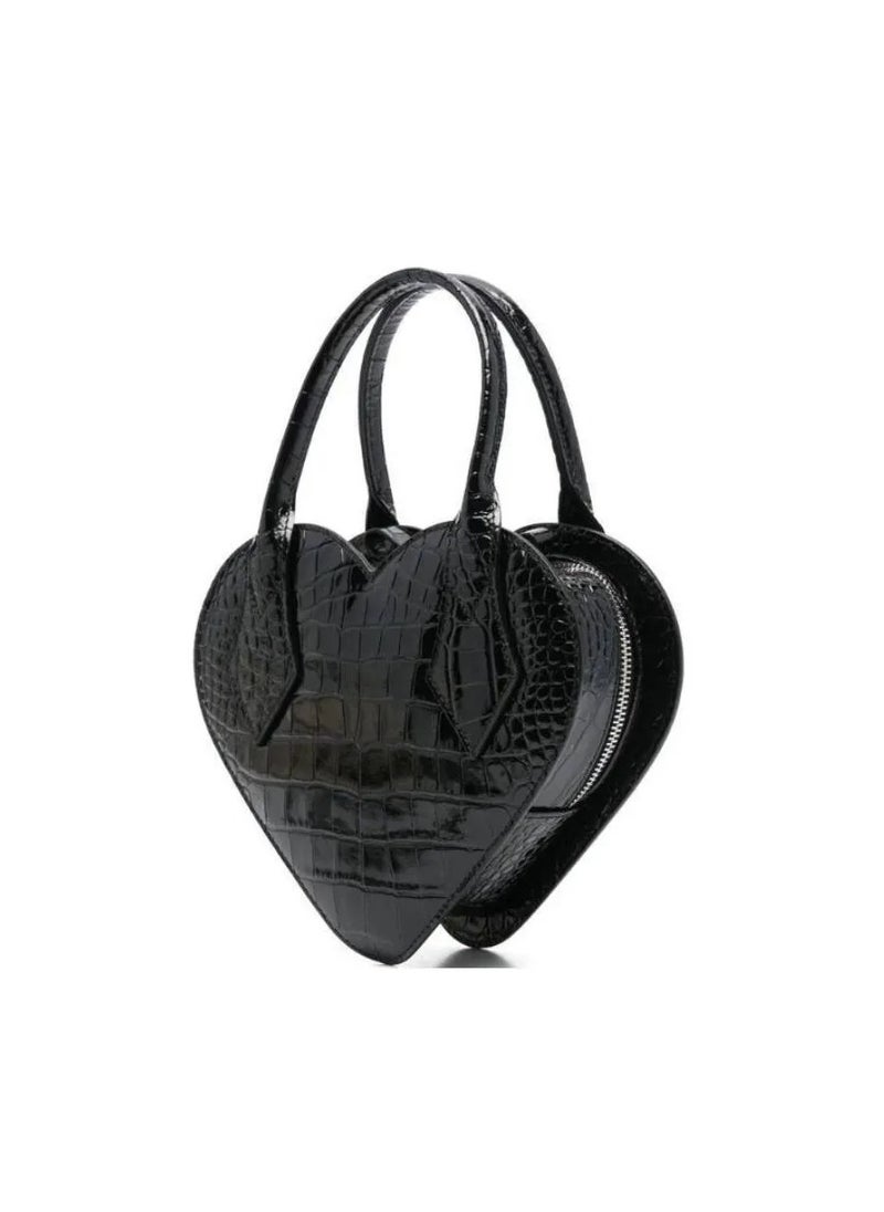 Vivienne Westwood - Alligator embossed leather heart bag shoulder handbag Women's black - Image 1