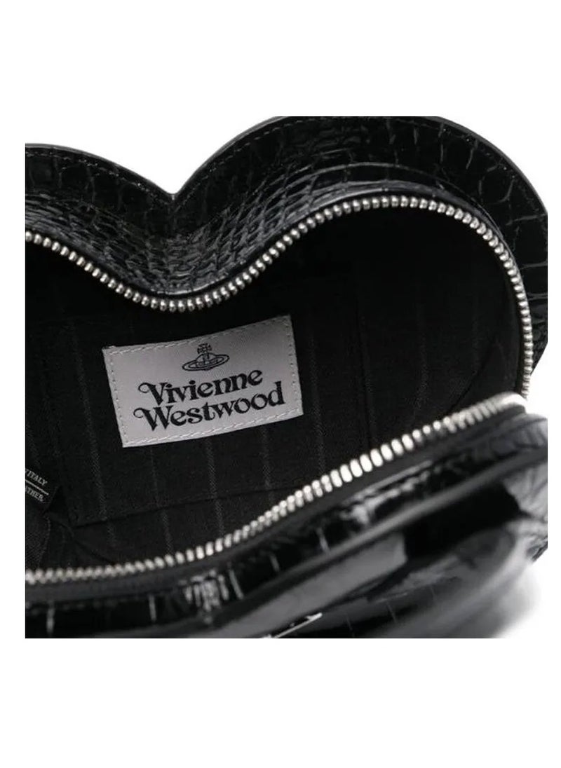 Vivienne Westwood - Alligator embossed leather heart bag shoulder handbag Women's black - Image 1