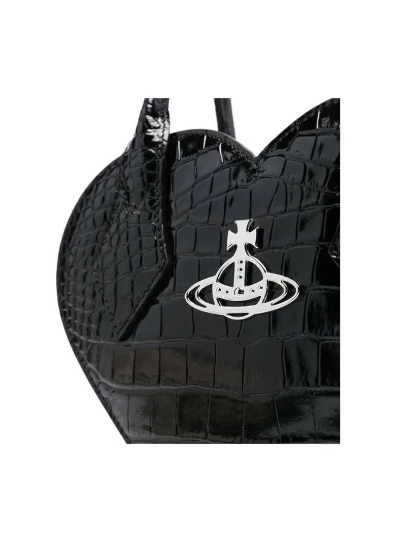Vivienne Westwood - Alligator embossed leather heart bag shoulder handbag Women's black - Image 1