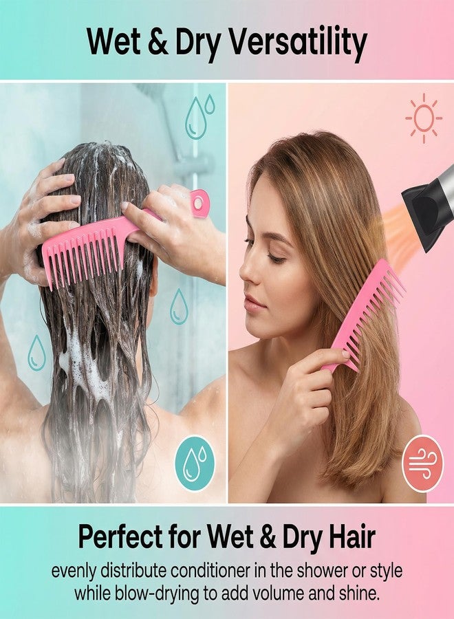 Macuezu 2 PCS Wide Tooth Comb for Curly Hair, Pink Curl Hair Combs for Women, Wide Tooth Detangling Comb, Hairs Combs for Wet and Dry Hairs - Image 3