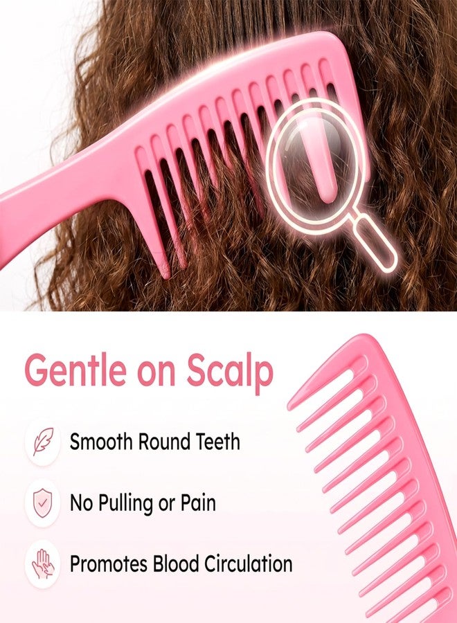 Macuezu 2 PCS Wide Tooth Comb for Curly Hair, Pink Curl Hair Combs for Women, Wide Tooth Detangling Comb, Hairs Combs for Wet and Dry Hairs - Image 4