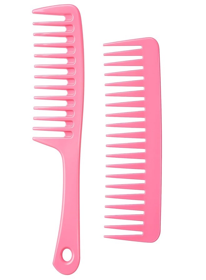 Macuezu 2 PCS Wide Tooth Comb for Curly Hair, Pink Curl Hair Combs for Women, Wide Tooth Detangling Comb, Hairs Combs for Wet and Dry Hairs - Image 1
