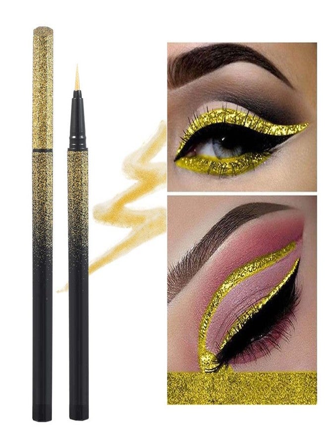 Kilshye Glitter Eyeliner Pen Shimmer Colorful Eyeliners Liquid High Pigment Eye Liner Longlasting Eyes Makeup for Women and Girls Pack of 1 (D- Gold 3) - Image 1