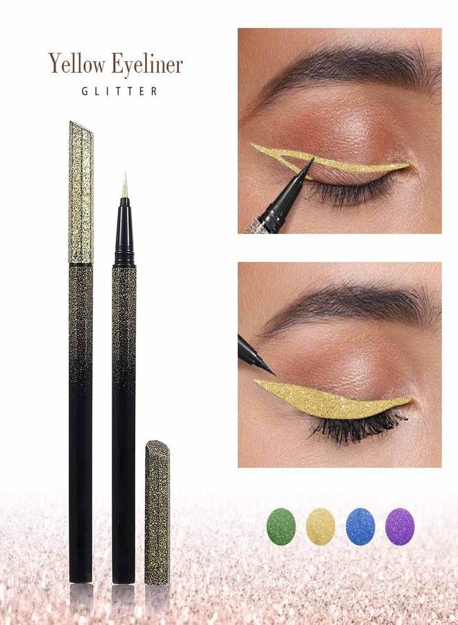 Kilshye Glitter Eyeliner Pen Shimmer Colorful Eyeliners Liquid High Pigment Eye Liner Longlasting Eyes Makeup for Women and Girls Pack of 1 (D- Gold 3) - Image 2