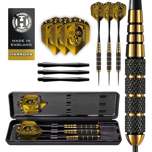 Harrows Voodoo Darts, Steel Tip Darts Set, Includes Speedline Shafts, Marathon Gold Dart Flights, Available in Sizes 19g, 21g, 23g, 25g & 27g (23, Grams) - Image 1