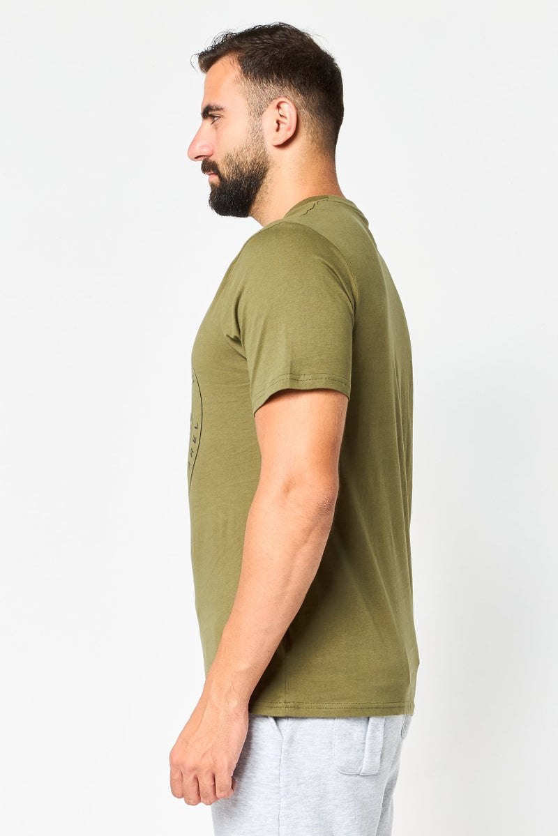 Ellesse Men Sportswear Fit Short Sleeve Outdoor T-Shirt, Olive - Image 3