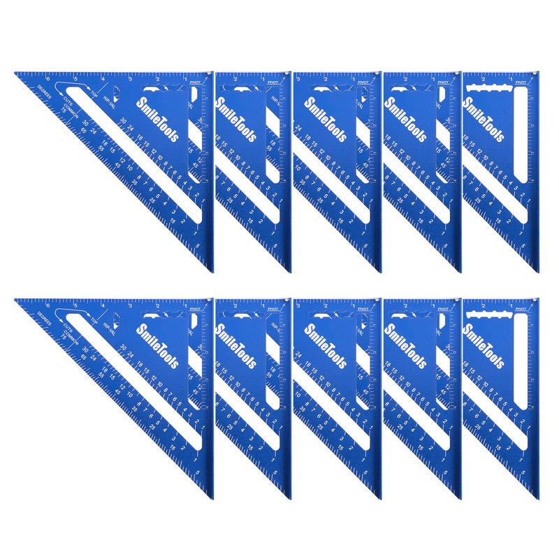 SmileTools 10 Pack 7 Inch Aluminum Alloy Rafter Square Triangle Carpenter Square Layout Tool for Woodworking and Carpentry - Image 2