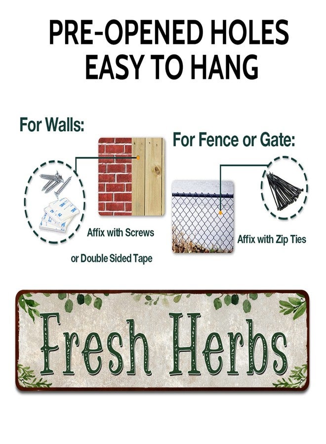 SOYAVE Fresh Herbs Metal Sign Country Farmhouse Home Gardener Tin Sign Decor Sign 4" x 16" - Image 3