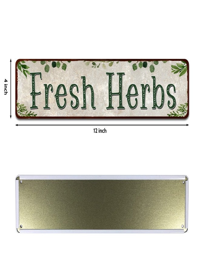 SOYAVE Fresh Herbs Metal Sign Country Farmhouse Home Gardener Tin Sign Decor Sign 4" x 16" - Image 2