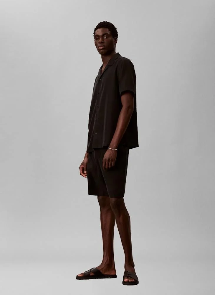 Calvin Klein Black Soft Modal Short Sleeve Shirt for Men | Best Price UAE