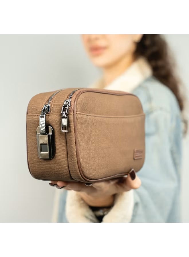 GREEN LION Valencia Fingerprint Bag, Smart Fingerprint Lock Storage Bag with 10-User Access, USB-C Charging, Water Resistant PU Leather Travel Organizer, Anti-Theft Security Pouch with LED Indicator - Image 5