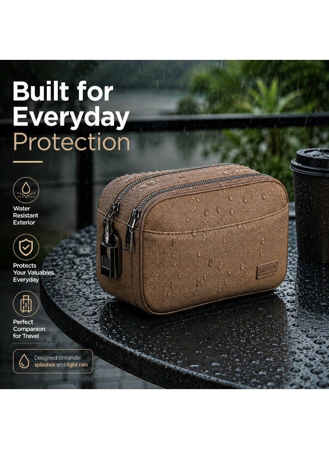 GREEN LION Valencia Fingerprint Bag, Smart Fingerprint Lock Storage Bag with 10-User Access, USB-C Charging, Water Resistant PU Leather Travel Organizer, Anti-Theft Security Pouch with LED Indicator - Image 3