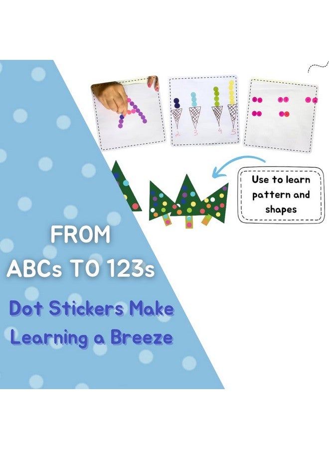 CocoMoco Kids Premium Dot Stickers for Kids with 123, ABC and Animals Sticker Book -2000+ Round Stickers Fun Craft Supplies for Girls, Journaling, Labelling, Organising (Pack of 5) - Image 3