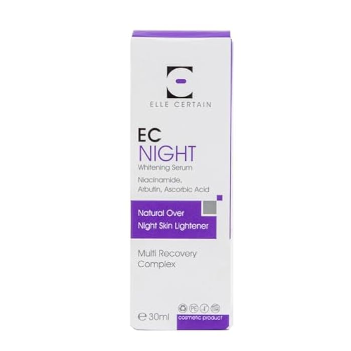 EC Elle Certain EC Night Whitening Serum Niacinamide,Arbutin,Ascorbic Acid Natural Over Noght Skin Lightener Multi Recovery Complex 30ml - Image 1