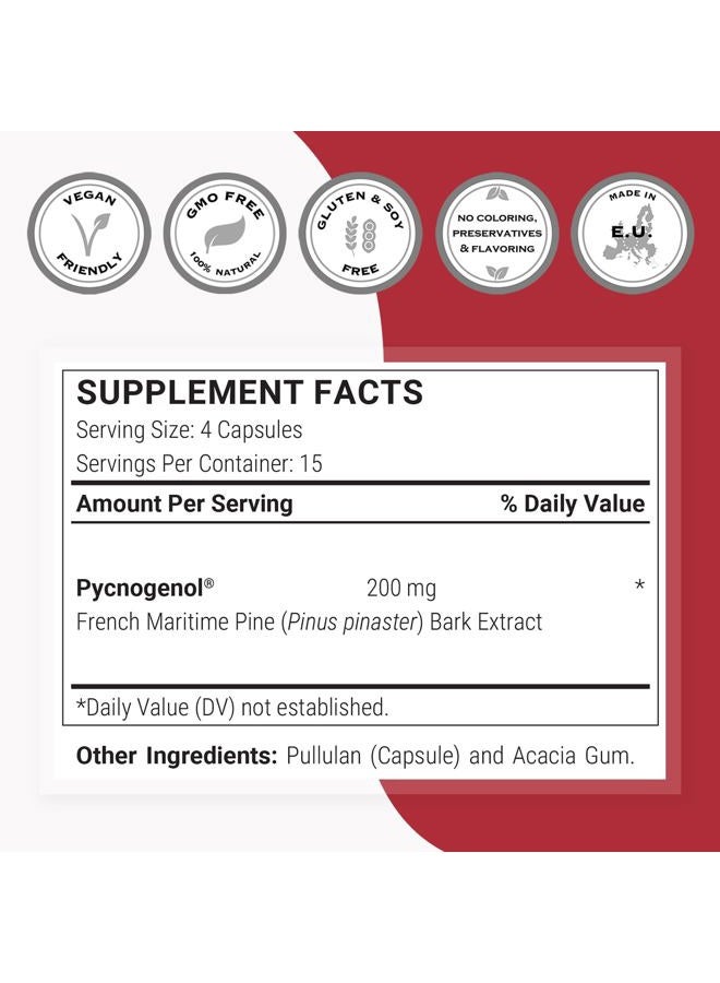 SuperSmart Pine Bark Extract - Blood Circulation & Cardiovascular System - For Healthy Respiratory Tract | Non-GMO & Gluten Free - 60 Vegetarian Capsules - Image 3
