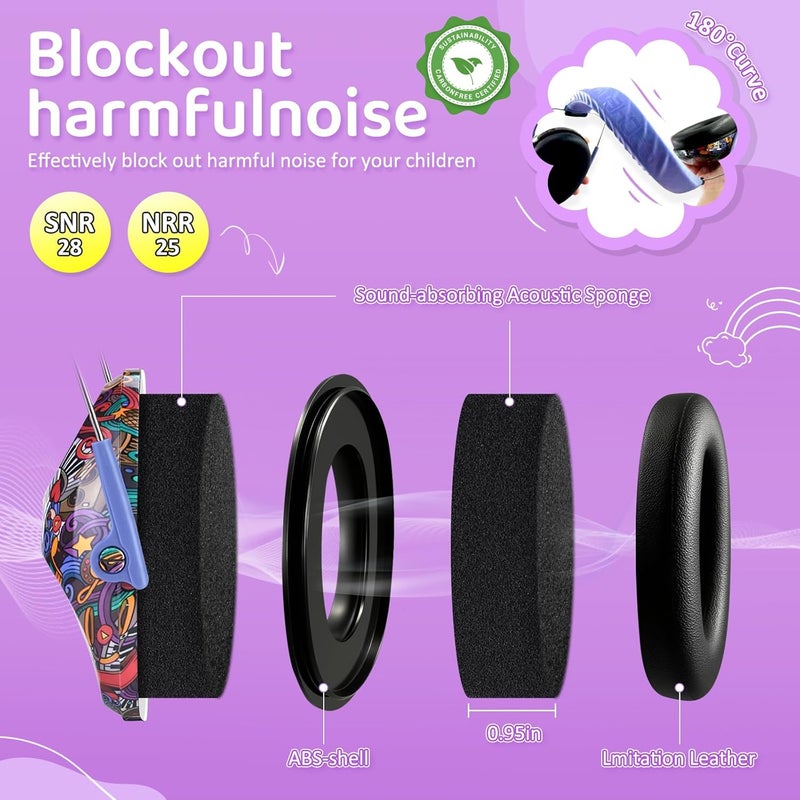 PROHEAR ROHEAR 032 Kids Ear Protection Safety Muffs, NRR 25dB Noise Blocking Earmuffs for Monster Trucks, Autism, Studying, Protective Ear Defenders for Toddler Children Teens - SYMBOL MUSIC - Image 3