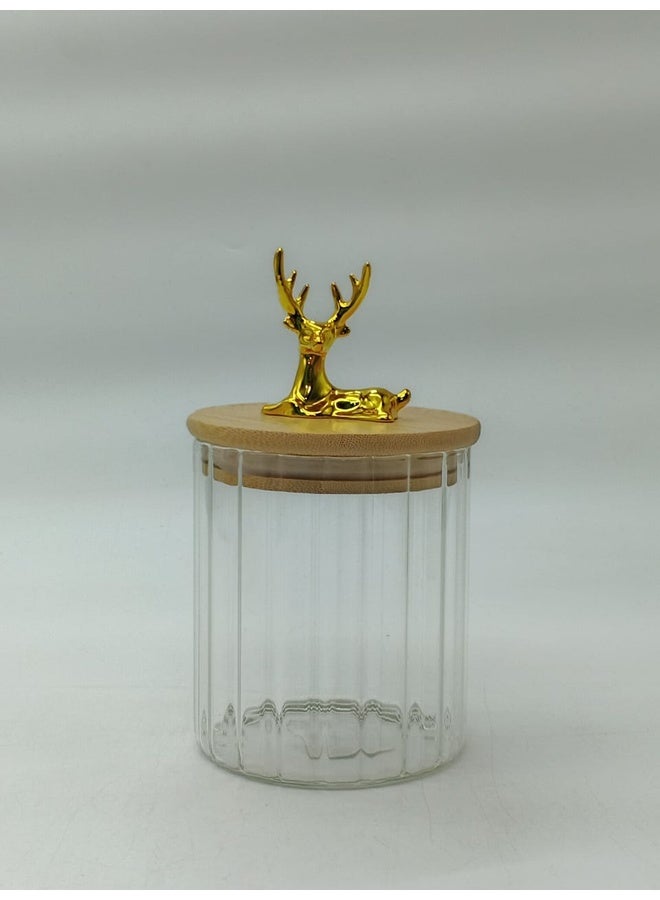 Genaric عبوة زجاجية أنيقة مع غطاء غزال ذهبي - تخزين المطبخ