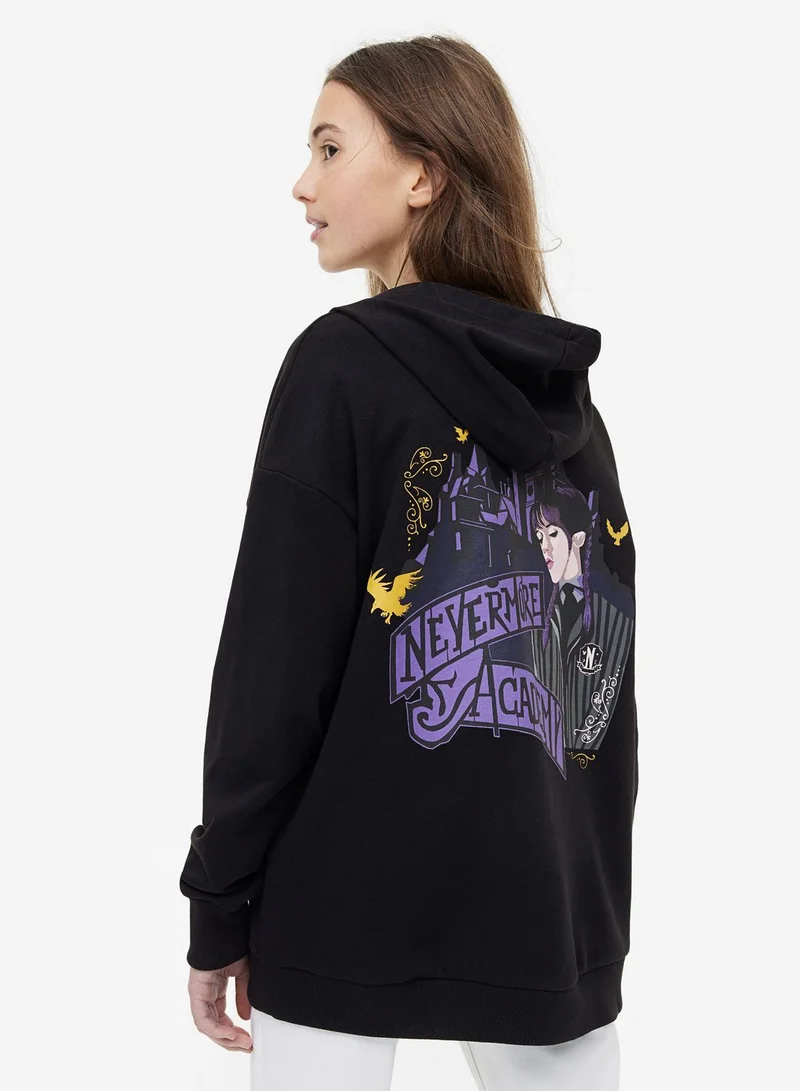 اتش اند ام Kids Oversized Printed Zip-Through Hoodie