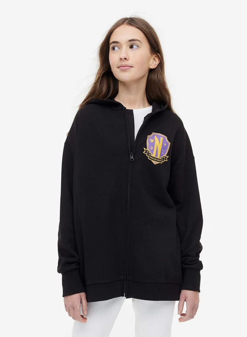 اتش اند ام Kids Oversized Printed Zip-Through Hoodie