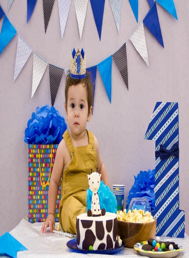 Socub Birthday Hat, Crown Headbands for Baby Boy 1st Party Supplies, Golden Blue 1 - Image 4