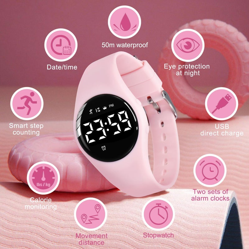 A ALPS Kids Watches for Girls Boys Digital Sport Watch with Step Counter Pedometer Vibration Alarm Clock, No App Waterproof Fitness Tracker Kids Watch Boys Girls Teens Students Ages 5-16 - Image 3