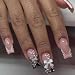 Foccna Press on Nails Medium Long Rhinestone Pink Fake Nails Square Pearl Bling Glossy 3D False Nail Tips Black Artificial Nails Finger Manicure for Women and Girls,24pcs - Image 2