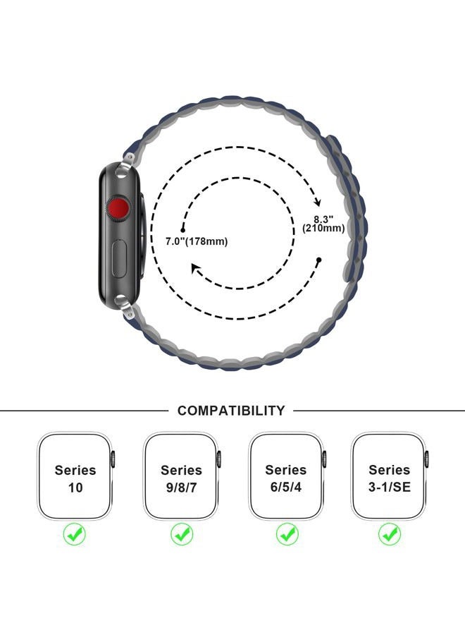 Anlinser Magnetic Bands Compatible with Apple Watch Band 49/46/45 44/42/41/40/38mm, Women Men Double Side Reversible Strap for iWatch Ultra 2 Series 10/9/8/7-1 SE (42/41/40/38, Dark Blue/Gray) - Image 4
