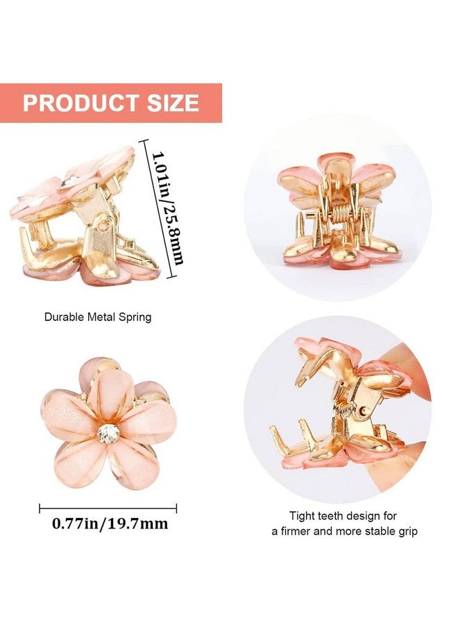 KARDIFF Korean Style Mini Crystal Claw Clips with Flower Design, Sweet Artificial Bangs Clips Decorative Hair Accessories for Women's Girls Pack of 12 Pcs (Multicolor) - Image 4