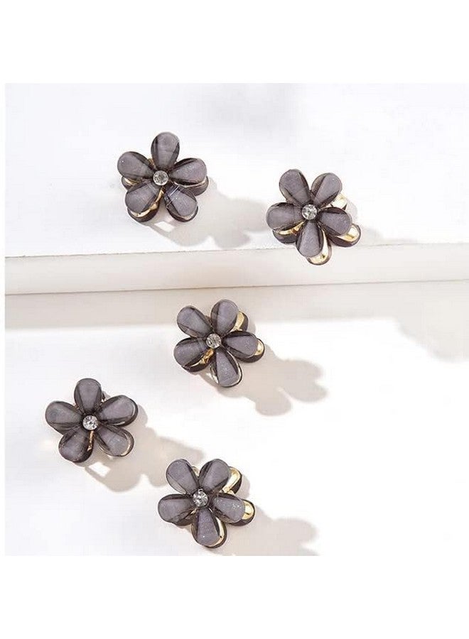 KARDIFF Korean Style Mini Crystal Claw Clips with Flower Design, Sweet Artificial Bangs Clips Decorative Hair Accessories for Women's Girls Pack of 12 Pcs (Multicolor) - Image 3