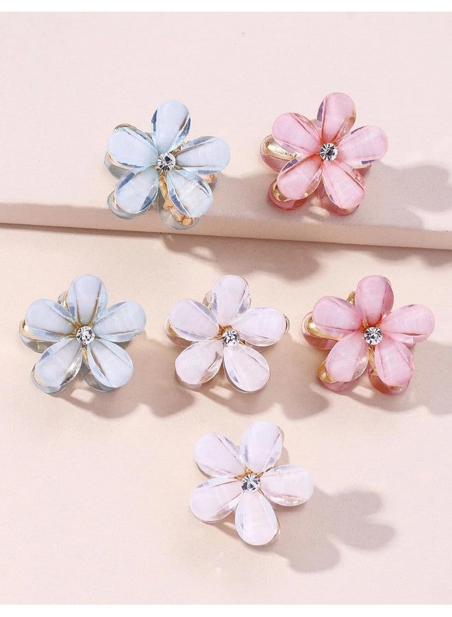 KARDIFF Korean Style Mini Crystal Claw Clips with Flower Design, Sweet Artificial Bangs Clips Decorative Hair Accessories for Women's Girls Pack of 12 Pcs (Multicolor) - Image 2