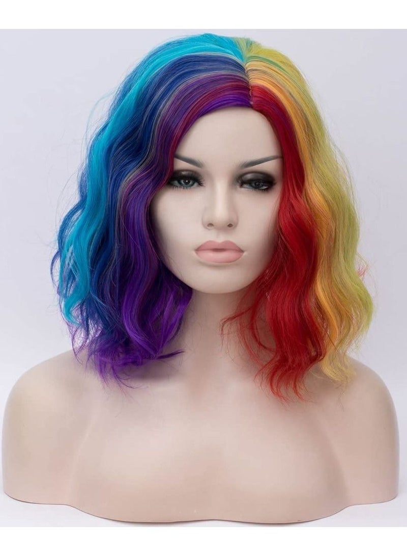 إستيل شعر مستعار قصير مموج مجعد بوب للنساء مقاومة للحرارة باروكة بوب باروكة باروكة ملونة مختلطة - Image 5