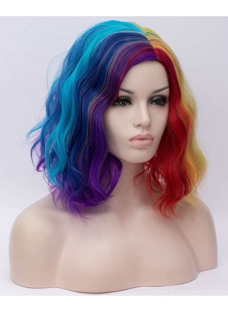 إستيل شعر مستعار قصير مموج مجعد بوب للنساء مقاومة للحرارة باروكة بوب باروكة باروكة ملونة مختلطة - Image 2